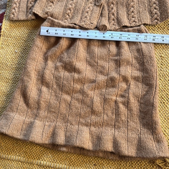 Vintage merino wool sweater skirt set hand knit by Grace 1967 camel gorgeous 6 8 - Picture 12 of 13